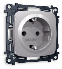 Розетка с заземлением и со шторкой, без рамки Ambrella Volt OMEGA MO507010 в интернет-магазине "Галерея света"