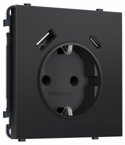 Розетка с заземлением и со шторкой и 2хUSB type A и C, без рамки Ambrella Volt MS MS810010 в интернет-магазине "Галерея света"