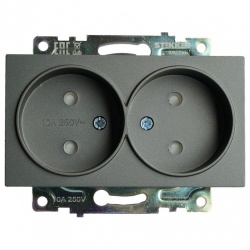 Розетка двойная без заземления и со шторкой, без рамки Stekker Катрин 49421 в интернет-магазине "Галерея света"