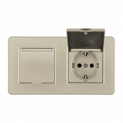 Розетка с заземлением и шторкой, с крышкой Arte Milano SET16-2 SET16-2-41-1x2 shampan в интернет-магазине "Галерея света"