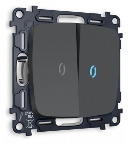 Выключатель проходной двухклавишный с подсветкой без рамки Ambrella Volt OMEGA MO904040 в интернет-магазине "Галерея света"