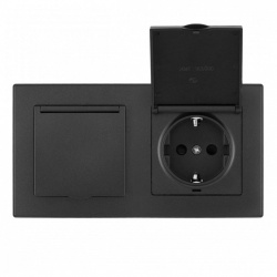 Розетка влагозащищенная с заземлением и со шторкой с крышкой Arte Milano SET06-2 SET06-2-41-1x2 black в интернет-магазине "Галерея света"