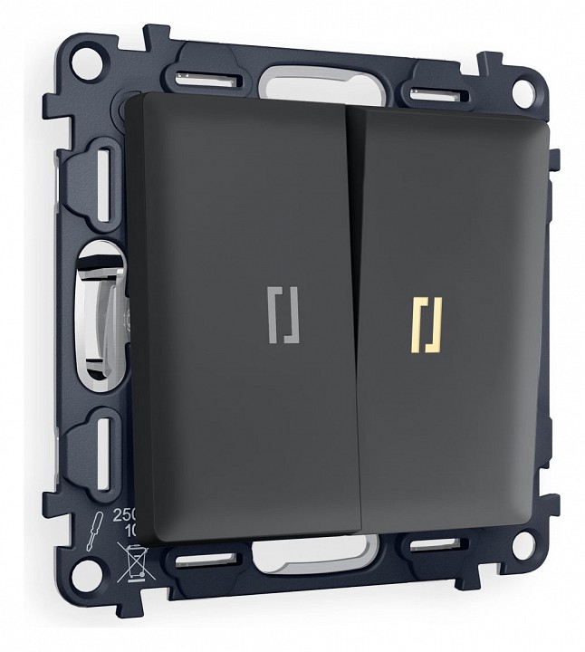 Выключатель двухклавишный с подсветкой без рамки Ambrella Volt ALFA MA904010 в интернет-магазине "Галерея света"