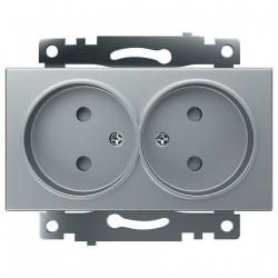 Розетка двойная без заземления и со шторкой, без рамки Stekker Катрин 39583 в интернет-магазине "Галерея света"