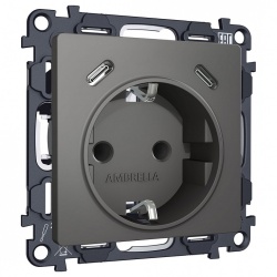 Розетка с заземлением и 2хUSB type C, без рамки Ambrella Volt ALFA MA660510 в интернет-магазине "Галерея света"