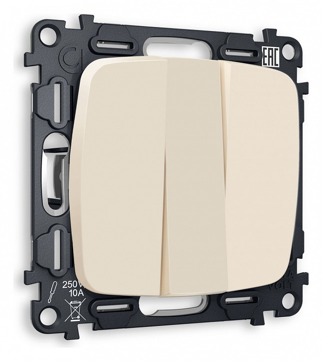 Выключатель трехклавишный без рамки Ambrella Volt OMEGA MO325010 в интернет-магазине "Галерея света"