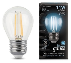 Лампа светодиодная Gauss LED Filament E27 11Вт 4100K 105802211 в интернет-магазине "Галерея света"