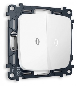 Выключатель проходной двухклавишный с подсветкой без рамки Ambrella Volt OMEGA MO124035 в интернет-магазине "Галерея света"