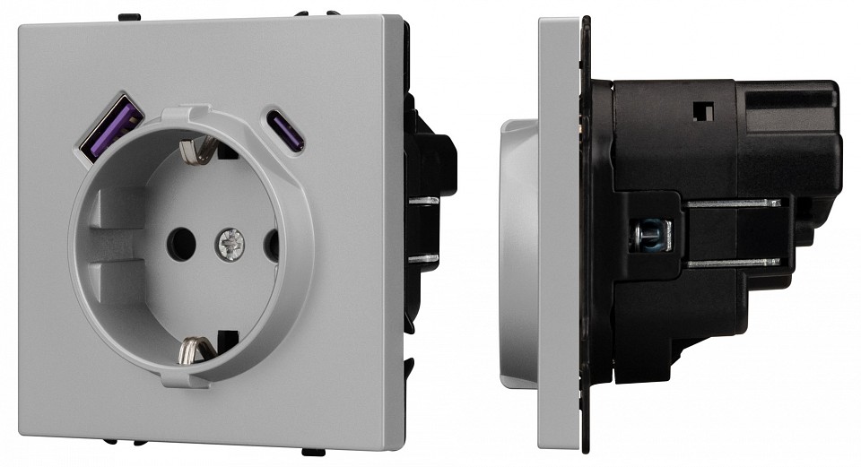 Розетка с заземлением и 2хUSB type A и C, без рамки Arlight SCT-NOBE 059445 в интернет-магазине "Галерея света"