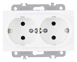 Розетка двойная с заземлением, без рамки Arte Milano am-206 206.40-2.white в интернет-магазине "Галерея света"