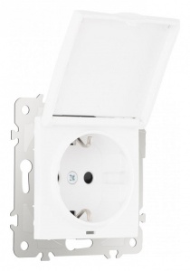 Розетка влагозащищенная с заземлением и со шторкой с крышкой Arte Milano am-206 206.41-1.white в интернет-магазине "Галерея света"