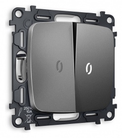 Выключатель проходной двухклавишный с подсветкой без рамки Ambrella Volt OMEGA MO654035 в интернет-магазине "Галерея света"