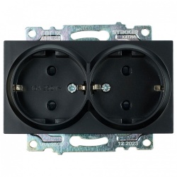 Розетка двойная с заземлением и со шторкой, без рамки Stekker Катрин 39612 в интернет-магазине "Галерея света"