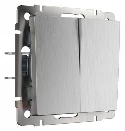 Выключатель двухклавишный без рамки Werkel серебряный рифленый W1122009 в интернет-магазине "Галерея света"