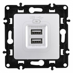 Розетка USB, без рамки Arte Milano am-217 217.46-1.silver в интернет-магазине "Галерея света"