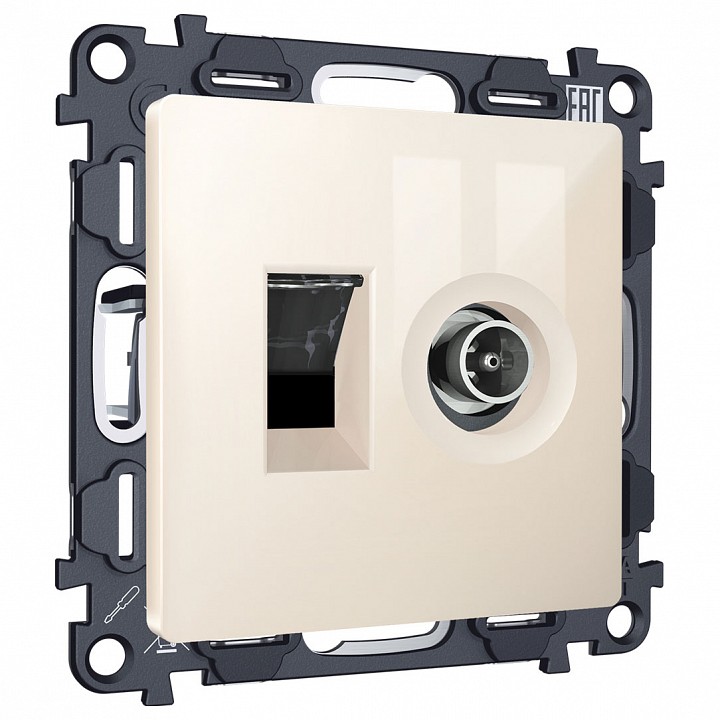 ТВ-розетка и розетка Ethernet RJ-45 без рамки Ambrella Volt ALFA MA312510 в интернет-магазине "Галерея света"