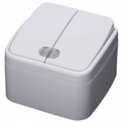 Выключатель двухклавишный с подсветкой Stekker Basic 39030 в интернет-магазине "Галерея света"