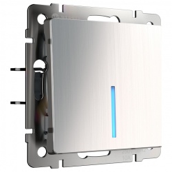 Выключатель проходной одноклавишный с подсветкой без рамки Werkel глянцевый никель W1112102 в интернет-магазине "Галерея света"