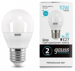 Лампа светодиодная Gauss LED Elementary Globe E27 10Вт 4100K 53220 в интернет-магазине "Галерея света"