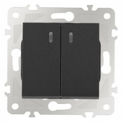 Выключатель двухклавишный с подсветкой без рамки Arte Milano 203 203.31-2.black в интернет-магазине "Галерея света"