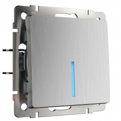 Выключатель одноклавишный с подсветкой без рамки Werkel cеребряный рифленый W1110109 в интернет-магазине "Галерея света"