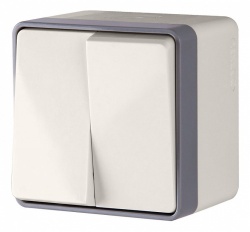 Выключатель двухклавишный влагозащищенный Werkel Gallant (слоновая кость) WL15-03-02 в интернет-магазине "Галерея света"