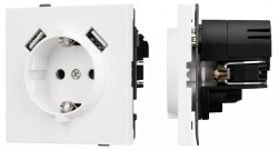 Розетка с заземлением и 2хUSB type A, без рамки Arlight SCT-TENDO 054606 в интернет-магазине "Галерея света"