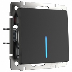 Выключатель одноклавишный с подсветкой без рамки Werkel черный матовый W1110108 в интернет-магазине "Галерея света"