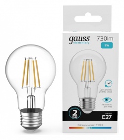 Лампа светодиодная Gauss Filament Elementary E27 9Вт 4100K 22229 в интернет-магазине "Галерея света"
