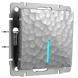 Выключатель проходной одноклавишный с подсветкой без рамки Werkel Hammer серебряный W1212106 в интернет-магазине "Галерея света"