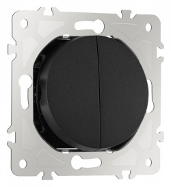 Выключатель проходной двухклавишный без рамки Arte Milano 202 202.32-2.black в интернет-магазине "Галерея света"