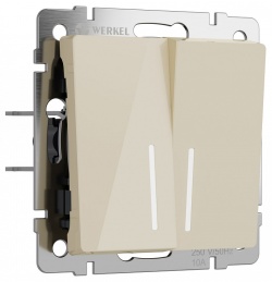 Выключатель двухклавишный с подсветкой без рамки Werkel айвори акрил W1120143 в интернет-магазине "Галерея света"