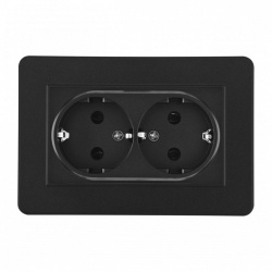 Розетка двойная с заземлением и со шторкой Arte Milano SET16-2 SET16-double-40-2 black в интернет-магазине "Галерея света"