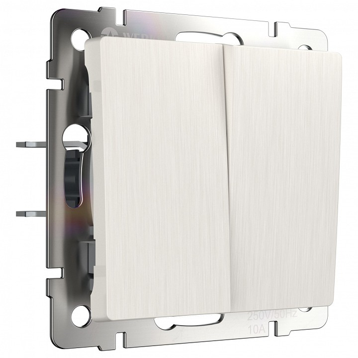 Выключатель двухклавишный без рамки Werkel перламутровый рифленый W1120013 в интернет-магазине "Галерея света"