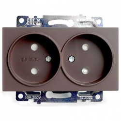 Розетка двойная без заземления и со шторкой, без рамки Stekker Катрин 49026 в интернет-магазине "Галерея света"