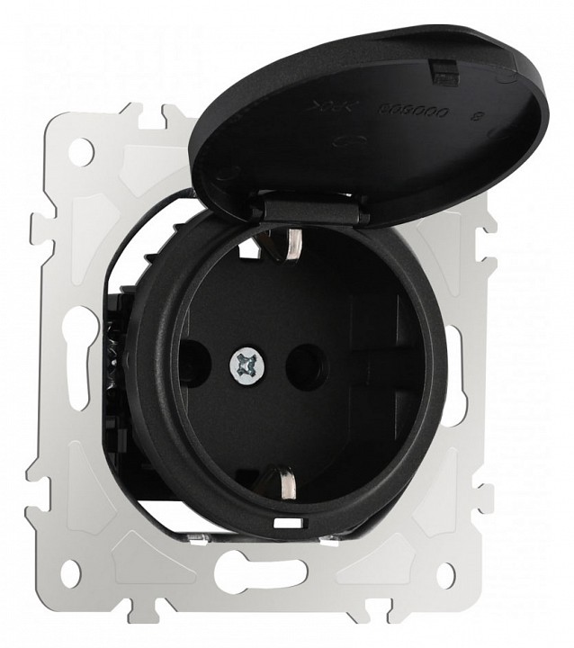 Розетка влагозащищенная с заземлением и со шторкой с крышкой Arte Milano am-202 202.41-1.black в интернет-магазине "Галерея света"