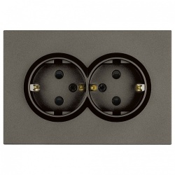 Розетка двойная с заземлением и со шторкой Stekker Эмили 49934 в интернет-магазине "Галерея света"