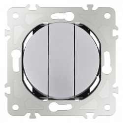 Выключатель трехклавишный без рамки Arte Milano 202 202.30-3.silver в интернет-магазине "Галерея света"