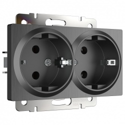 Розетка двойная с заземлением, без рамки Werkel графит рифленый W1172004 в интернет-магазине "Галерея света"
