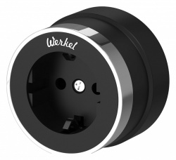 Розетка с заземлением Werkel Vintage (черный матовый/хром) W5871051 в интернет-магазине "Галерея света"