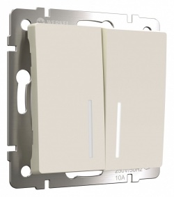 Выключатель проходной двухклавишный с подсветкой без рамки Werkel айвори матовый W1122162 в интернет-магазине "Галерея света"