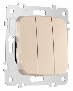 Выключатель трехклавишный без рамки Arte Milano 205 205.30-3.shampan в интернет-магазине "Галерея света"