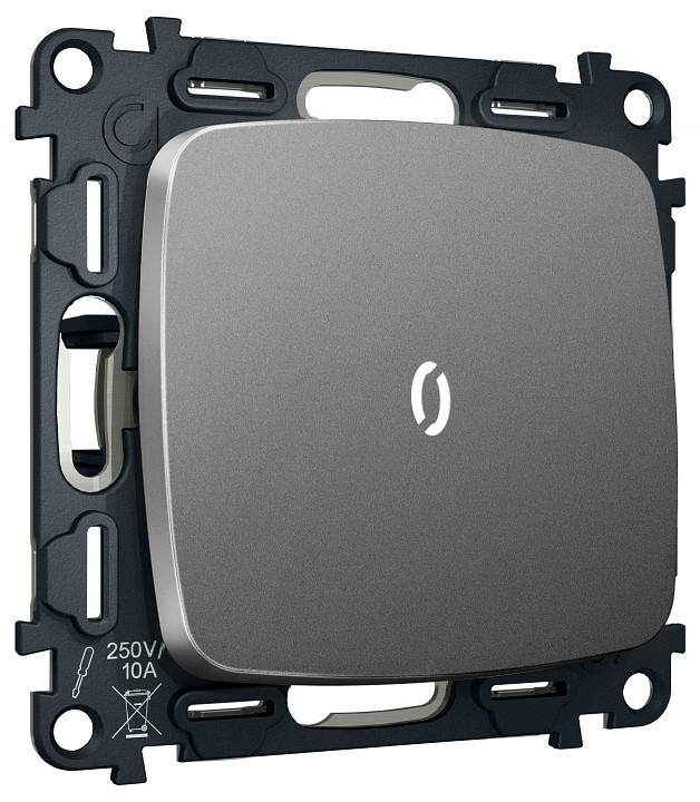 Выключатель самовозвратный одноклавишный с подсветкой, без рамки Ambrella Volt MO MO652055 в интернет-магазине "Галерея света"