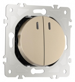 Выключатель двухклавишный с подсветкой без рамки Arte Milano 202 202.31-2.shampan в интернет-магазине "Галерея света"