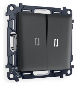 Выключатель двухклавишный с подсветкой без рамки Ambrella Volt ALFA MA904015 в интернет-магазине "Галерея света"