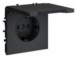 Розетка с заземлением и со шторкой, без рамки с крышкой Voltum S70 VLS040307 в интернет-магазине "Галерея света"