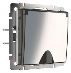 Розетка с заземлением и со шторками, без рамки с крышкой Werkel глянцевый никель W1171202 в интернет-магазине "Галерея света"