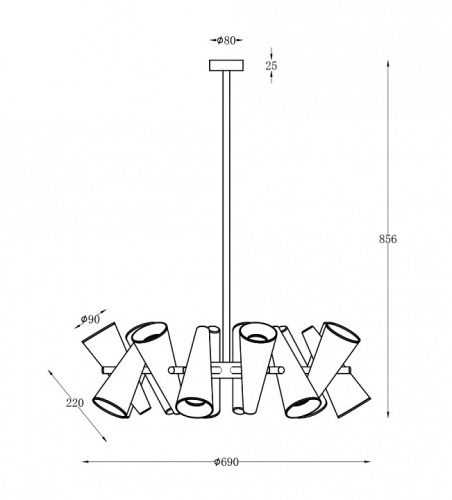 Люстра на штанге Maytoni Giro MOD095PL-14BS в Нижнем Новгороде фото 3