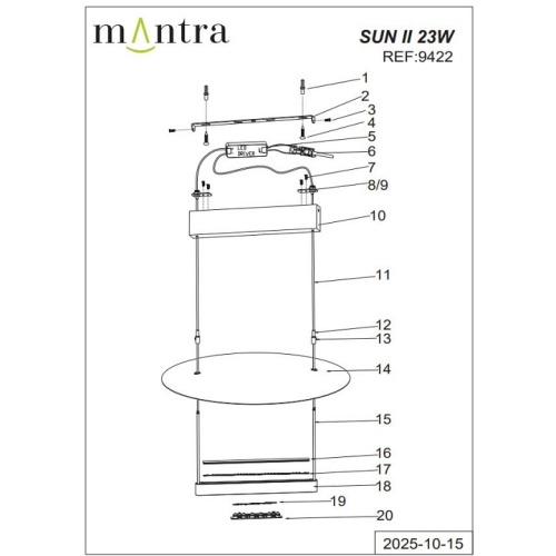 Подвесной светильник Mantra Sun II 9422 в Нижнем Новгороде фото 6
