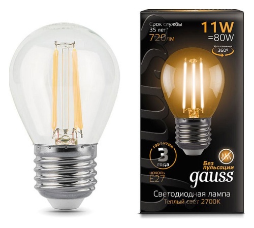 Лампа светодиодная Gauss LED Filament E27 11Вт 2700K 105802111 в Нижнем Новгороде